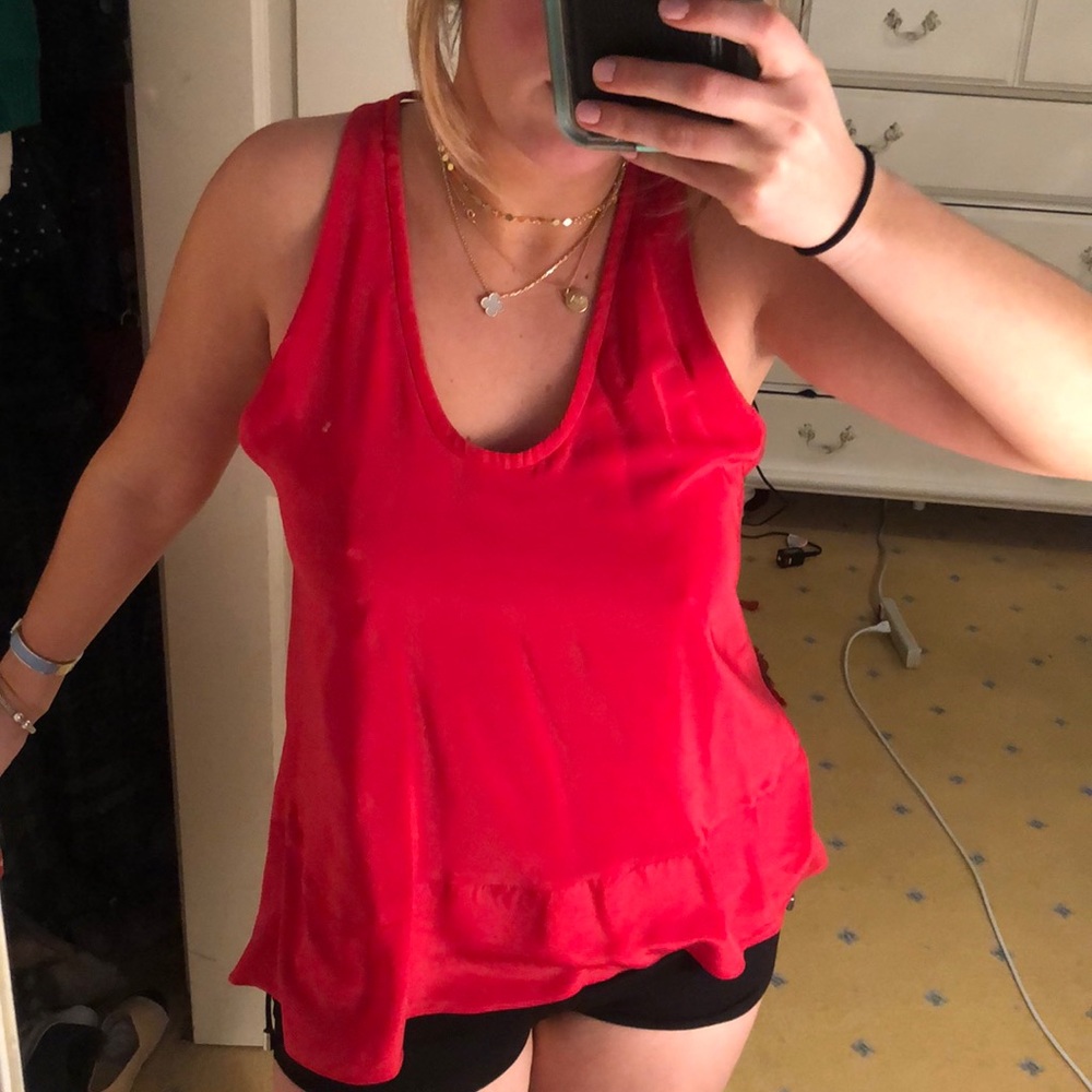 BCBG MAXAZRIA silky backless Red Shirt